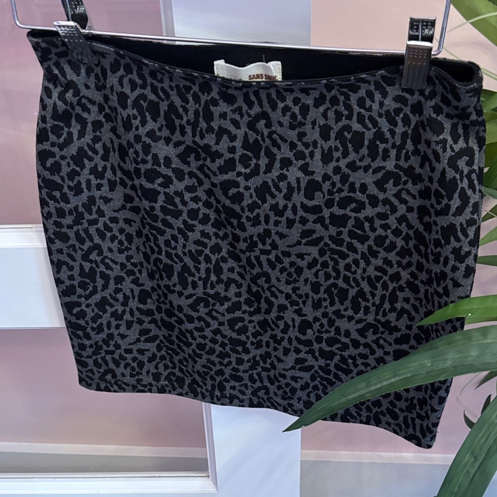 Sans Souci Charcoal and Black Patterned Mini Skirt
